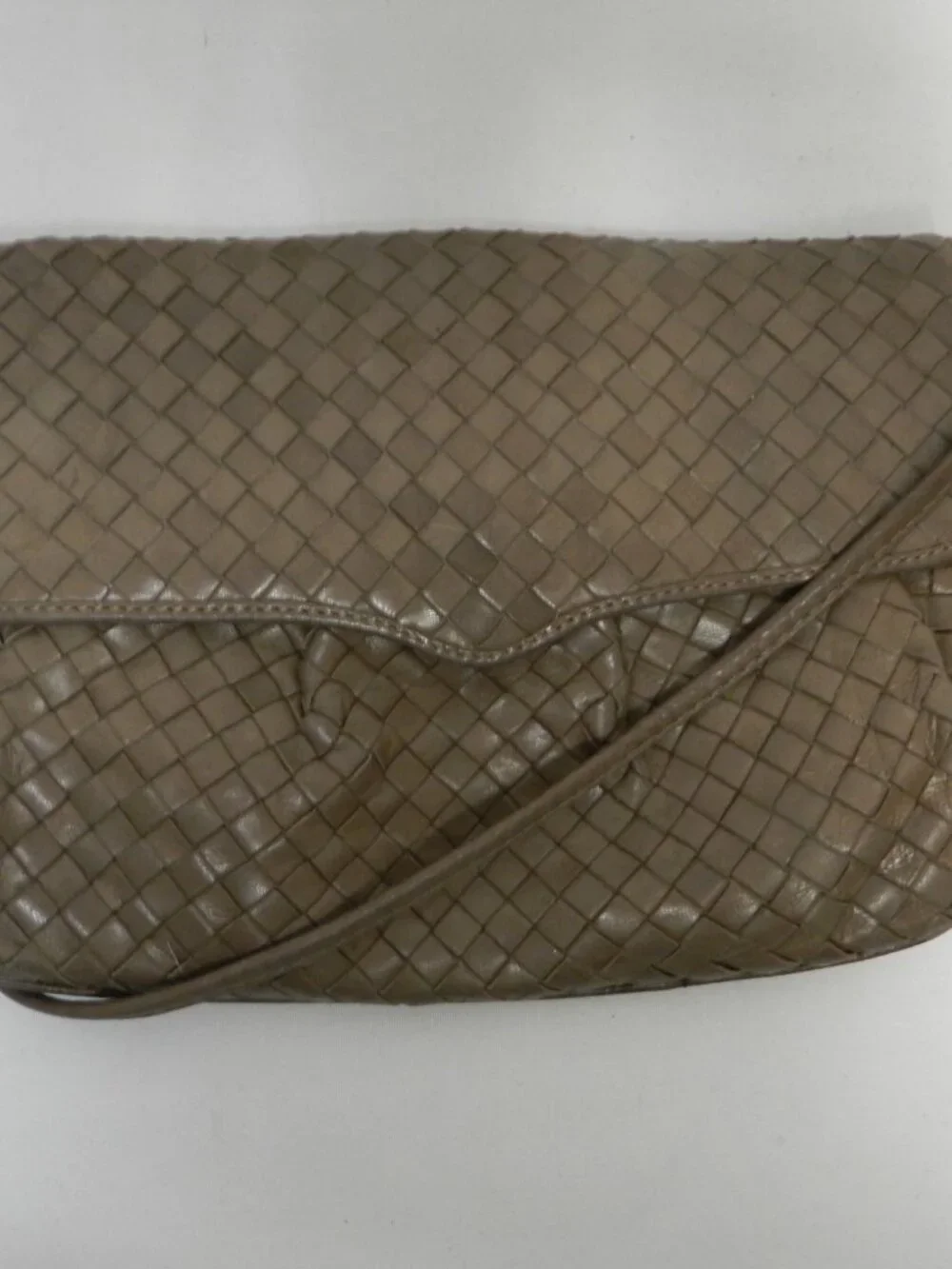 Parri Firenze Italy Vintage weave woven Soft Leather shoulder bag purse taupe